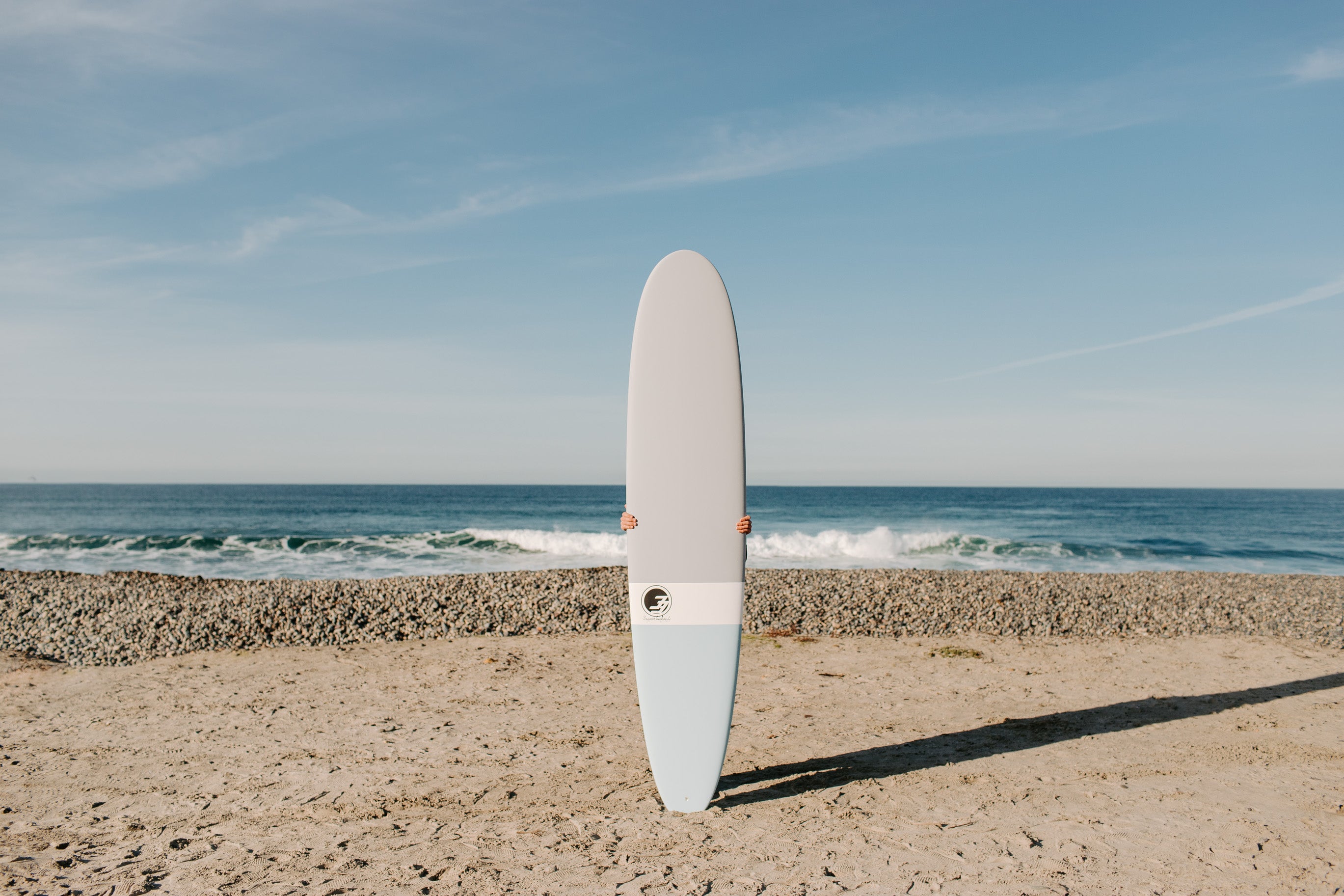 9 Ultimate Longboard Surfboard Gray Dip Epoxy