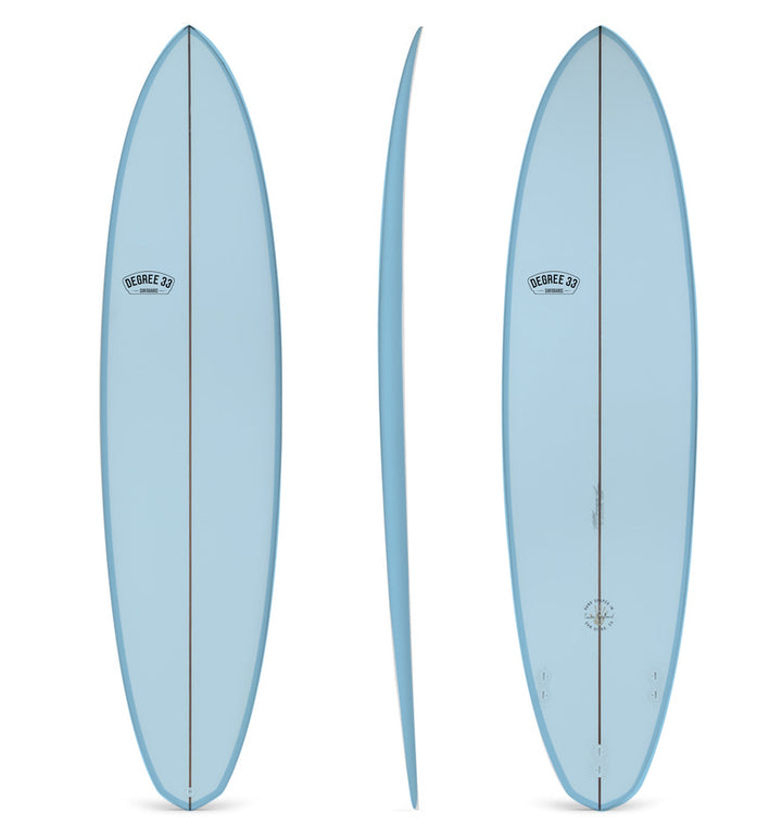 7'6" Over Easy Surfboard Blue Resin Tint (Poly)