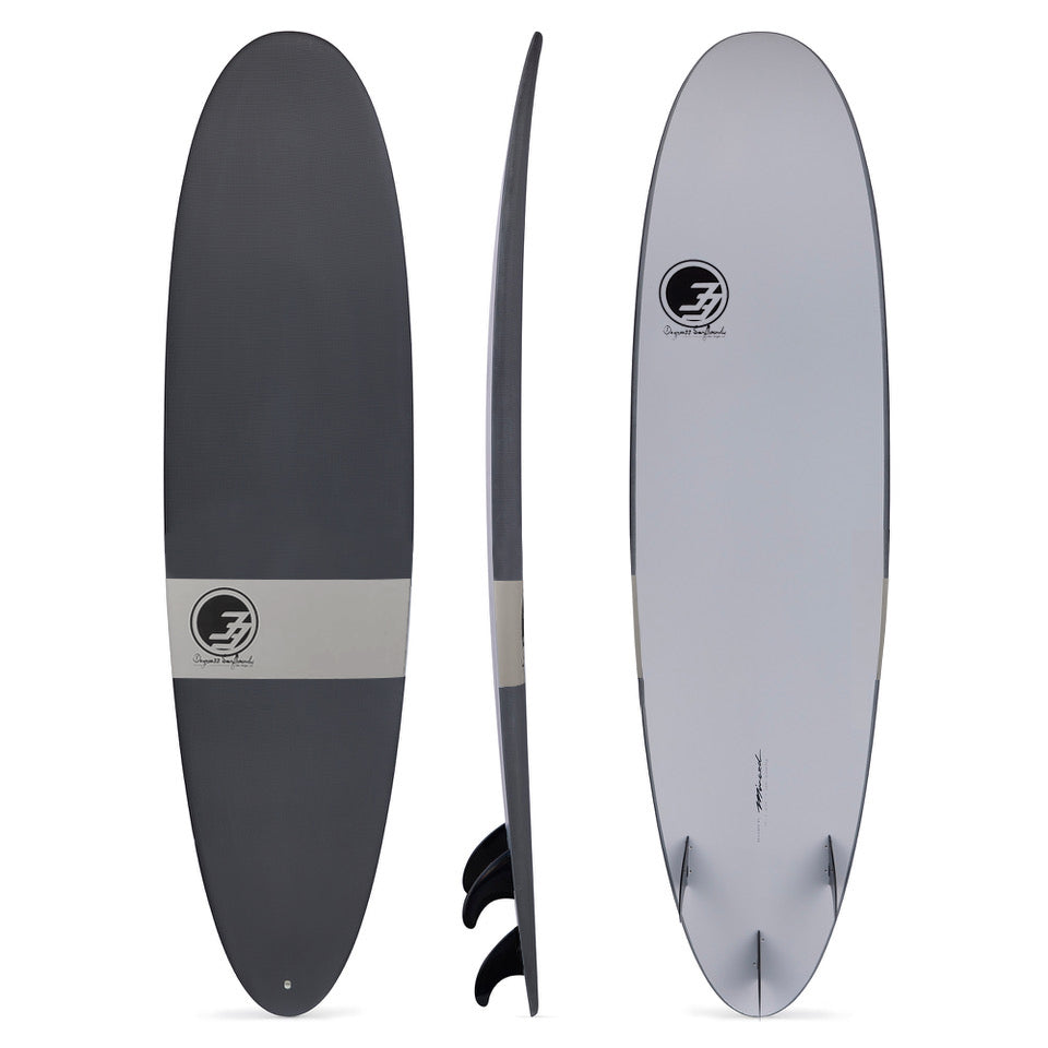 7'2 Poacher Funboard Surfboard Gray Chevron (Hybrid Epoxy Softtop