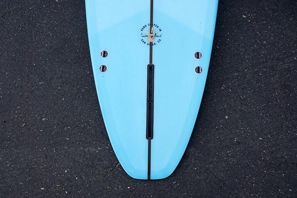 8'6" Ultimate Longboard Surfboard with Darkwood Stringer and Blue Resin Tint (Poly)